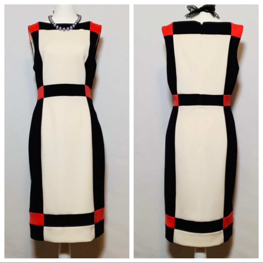 Maggie London Slimming Geometrically Paneled Dress